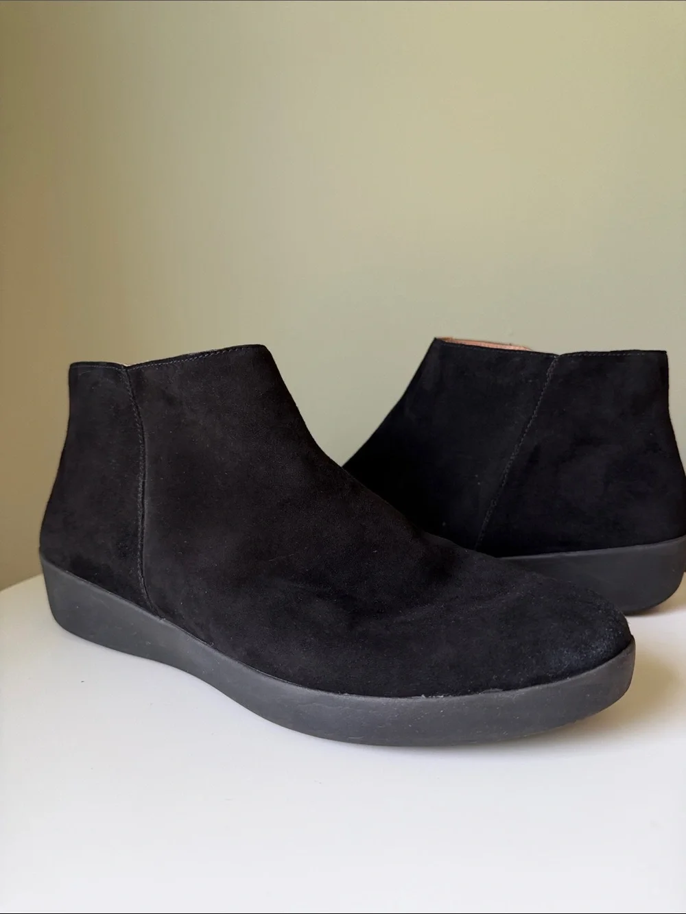FitFlop F-Pop Black Suede Ankle Booties Side Zip Comfort Shoes Women’s US 11 EU